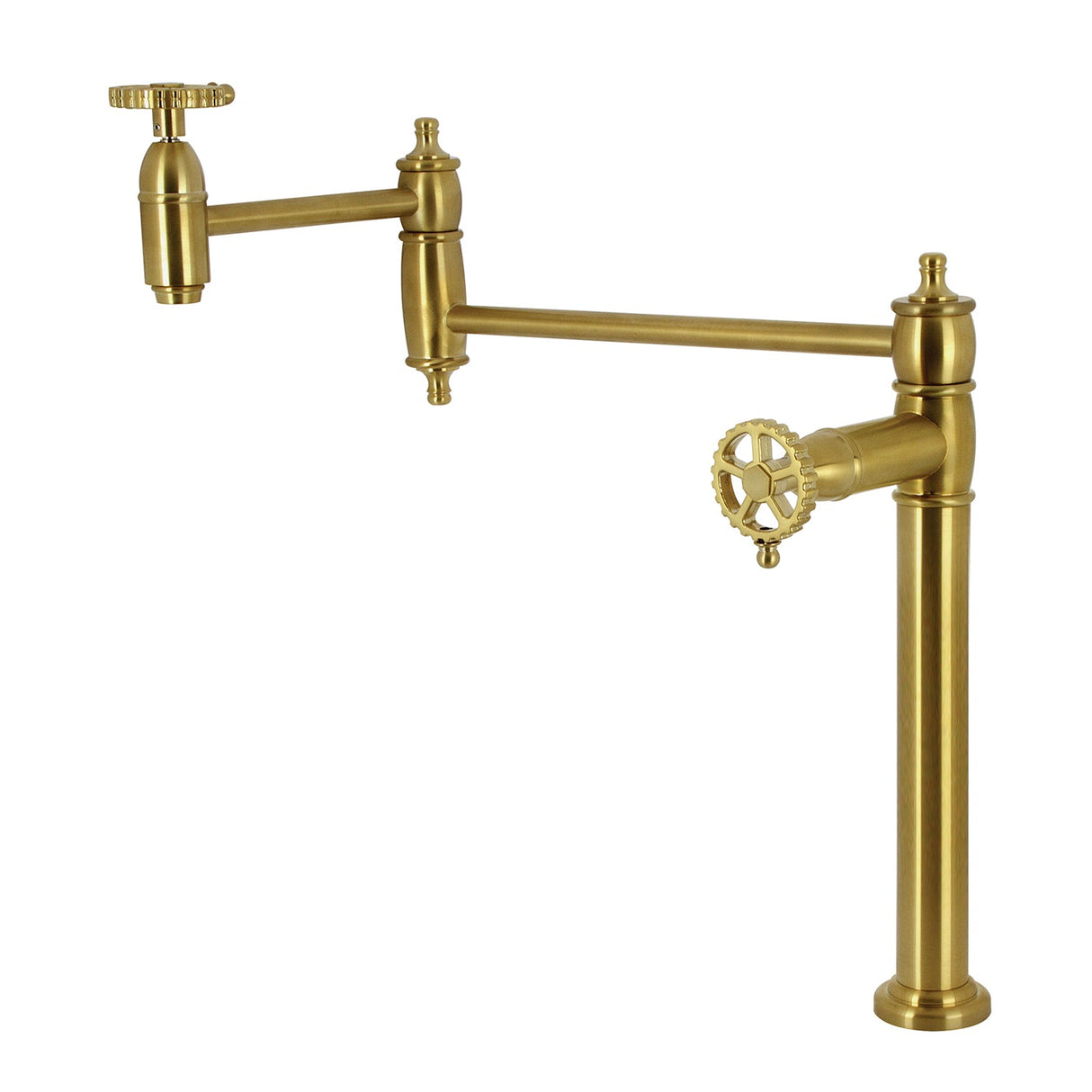 Fuller KS3707CG Two-Handle Deck Mount Pot Filler, Brushed Brass