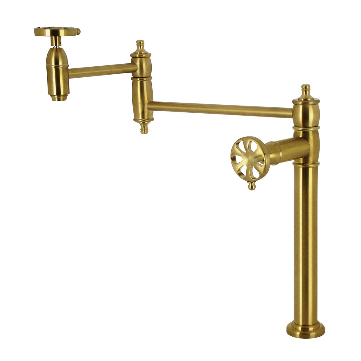 Belknap KS3707RX Two-Handle Deck Mount Pot Filler, Brushed Brass