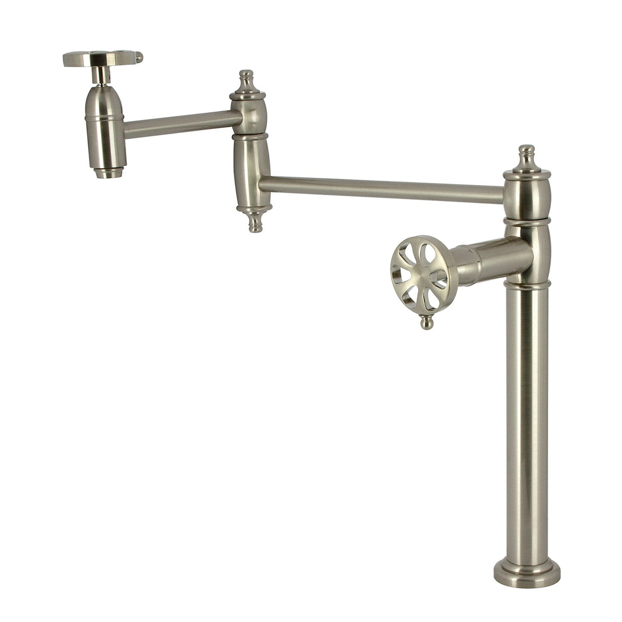 Belknap KS3708RX Two-Handle Deck Mount Pot Filler, Brushed Nickel
