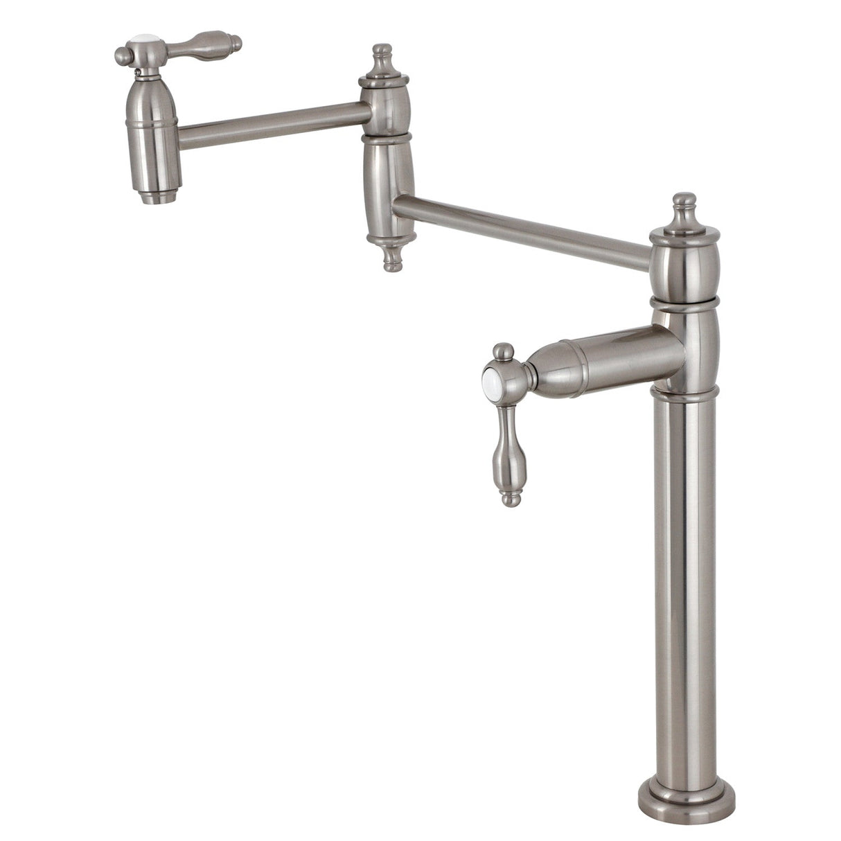 Tudor KS3708TAL Single-Hole Deck Mount Pot Filler, Brushed Nickel