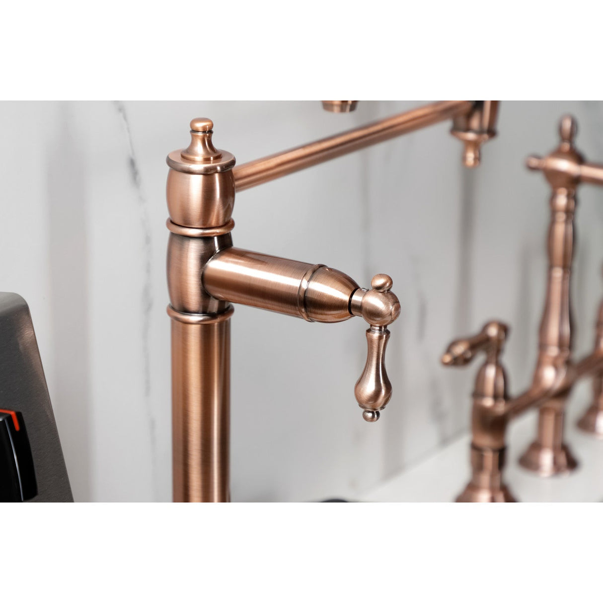 Restoration KS370ALAC Single-Hole Deck Mount Pot Filler, Antique Copper