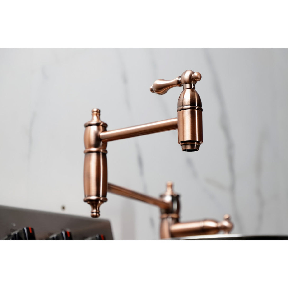 Restoration KS370ALAC Single-Hole Deck Mount Pot Filler, Antique Copper