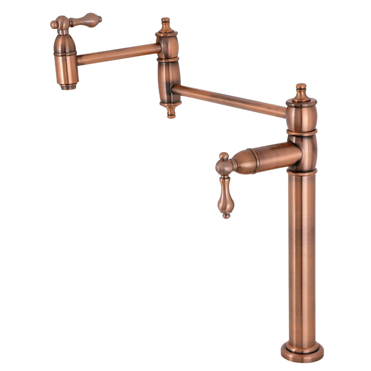 Restoration KS370ALAC Single-Hole Deck Mount Pot Filler, Antique Copper