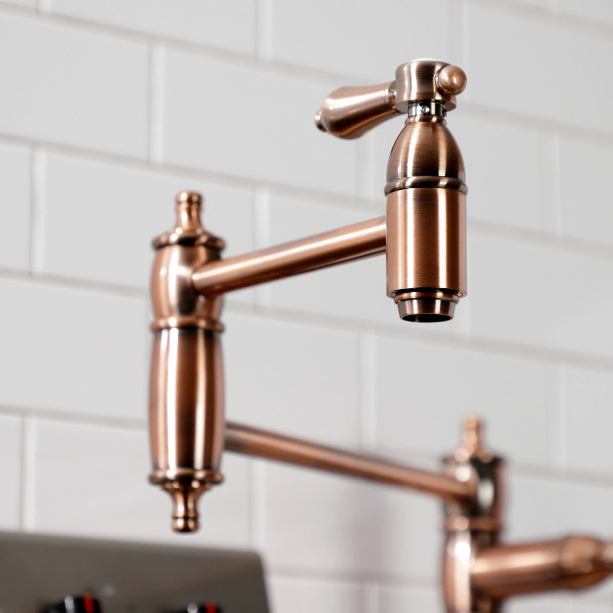 Heirloom KS370BALAC Single-Hole Deck Mount Pot Filler, Antique Copper