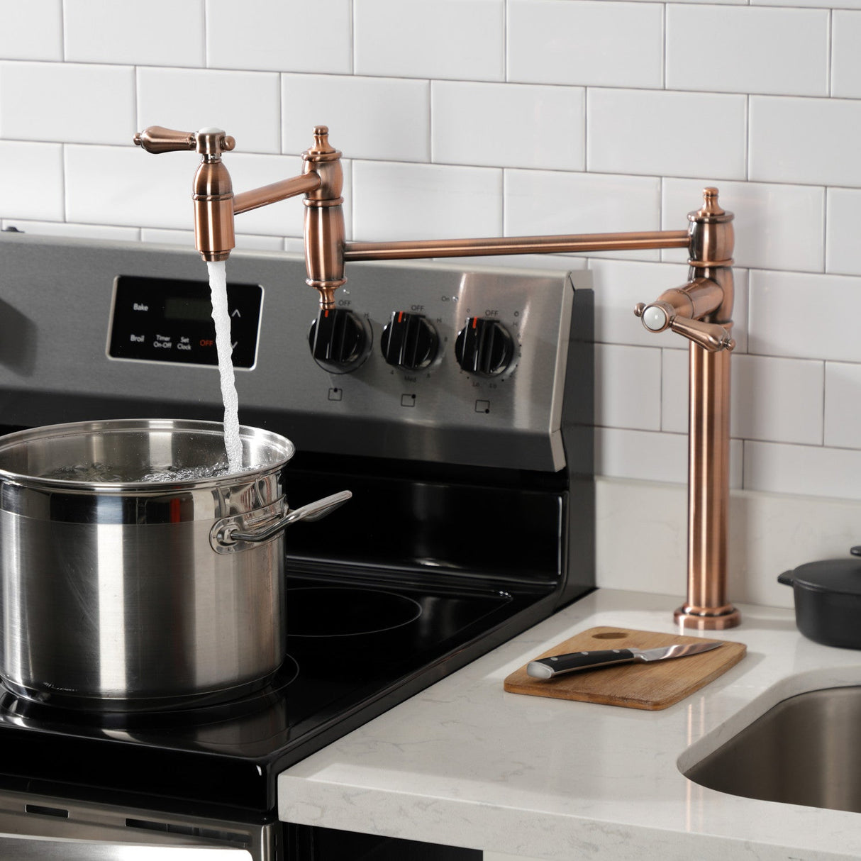Heirloom KS370BALAC Single-Hole Deck Mount Pot Filler, Antique Copper