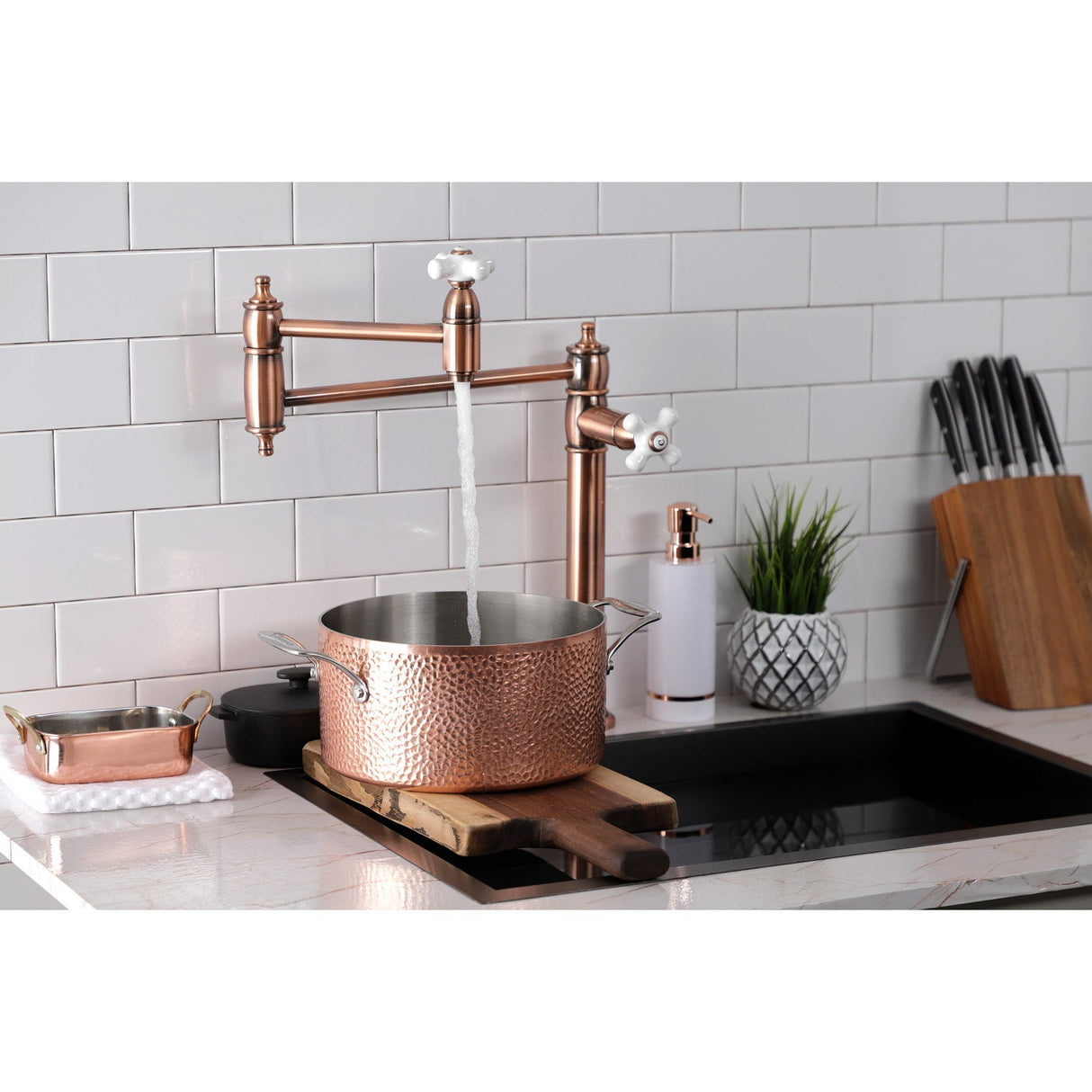 Restoration KS370PXAC Single-Hole Deck Mount Pot Filler, Antique Copper