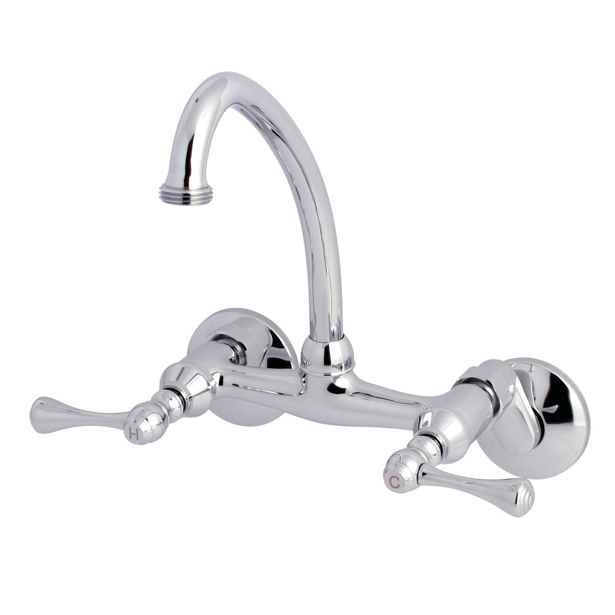 Kingston KS374C Two-Handle 2-Hole Wall Mount Laundry Faucet, Polished Chrome