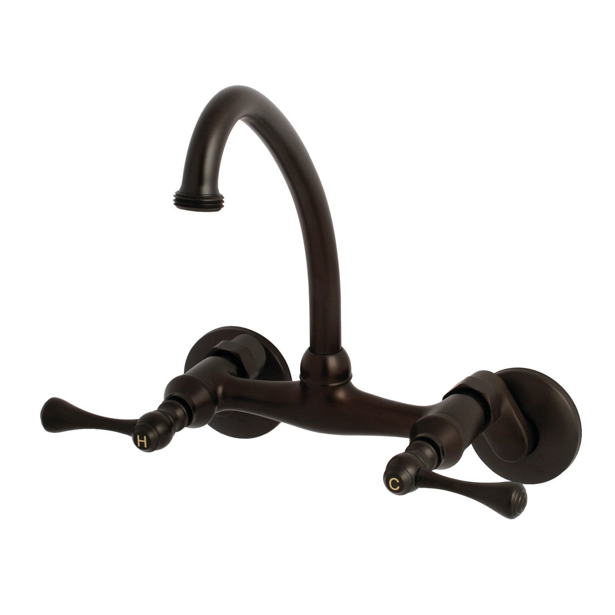 Kingston KS374ORB Two-Handle 2-Hole Wall Mount Laundry Faucet, Oil Rubbed Bronze