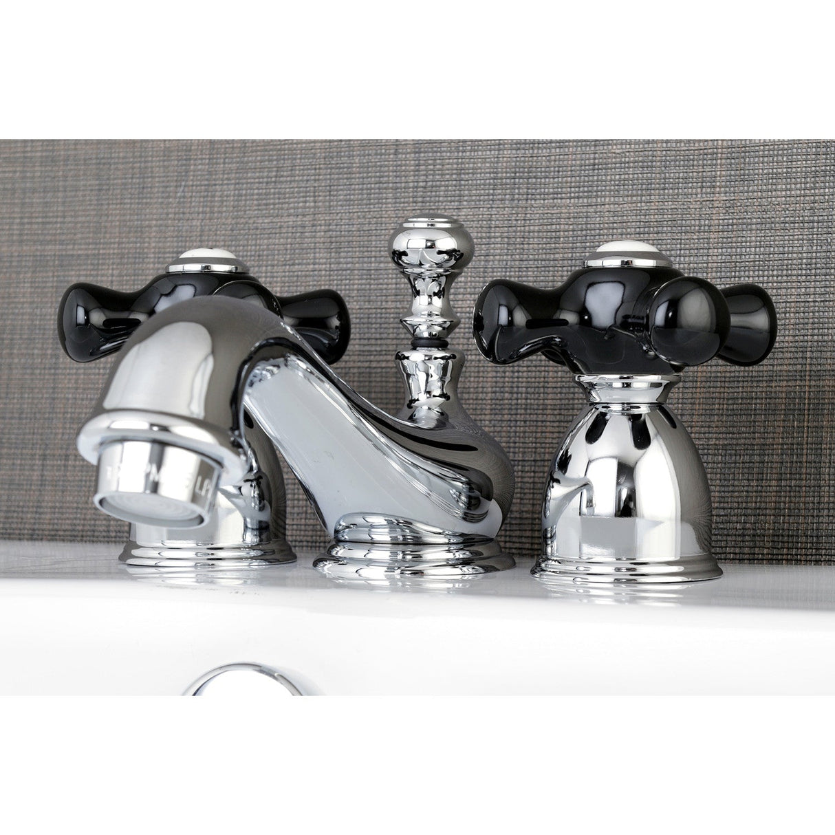 Duchess KS3951PKX Two-Handle 3-Hole Deck Mount Mini-Widespread Bathroom Faucet with Brass Pop-Up, Polished Chrome