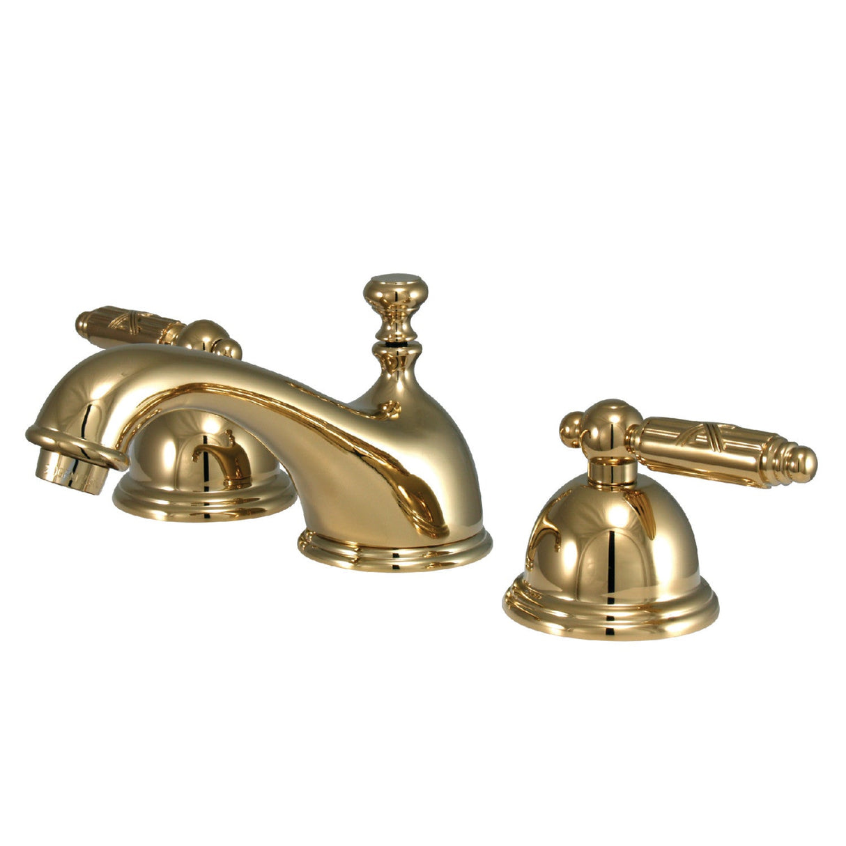 Georgian KS3962GL Two-Handle 3-Hole Deck Mount Widespread Bathroom Faucet with Brass Pop-Up, Polished Brass