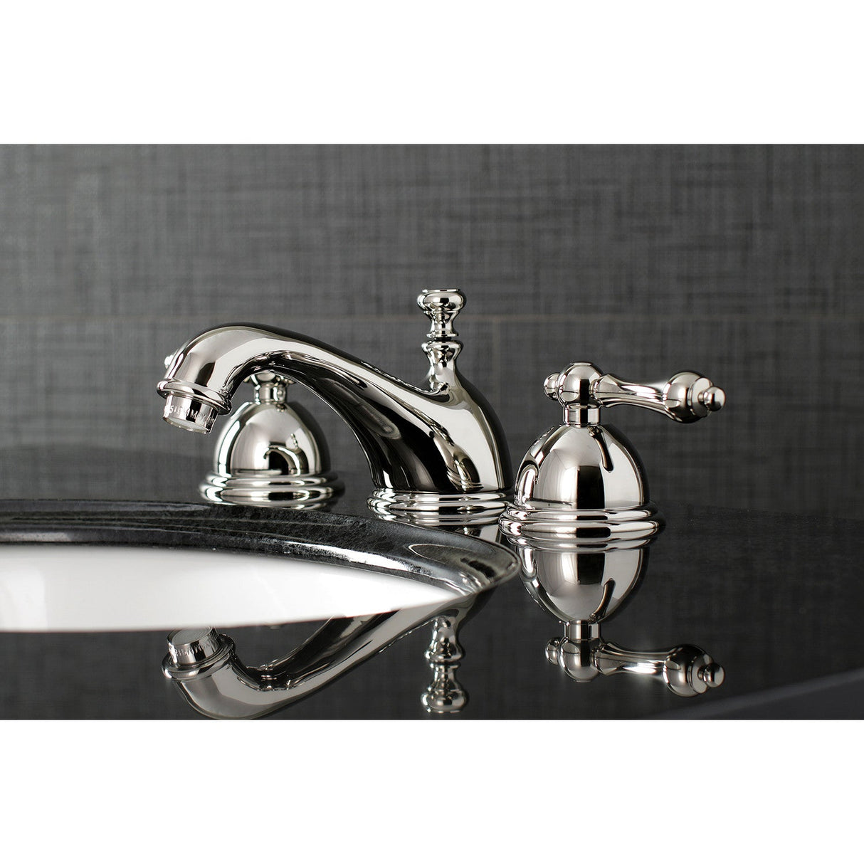 Restoration KS3966AL Two-Handle 3-Hole Deck Mount Widespread Bathroom Faucet with Brass Pop-Up, Polished Nickel