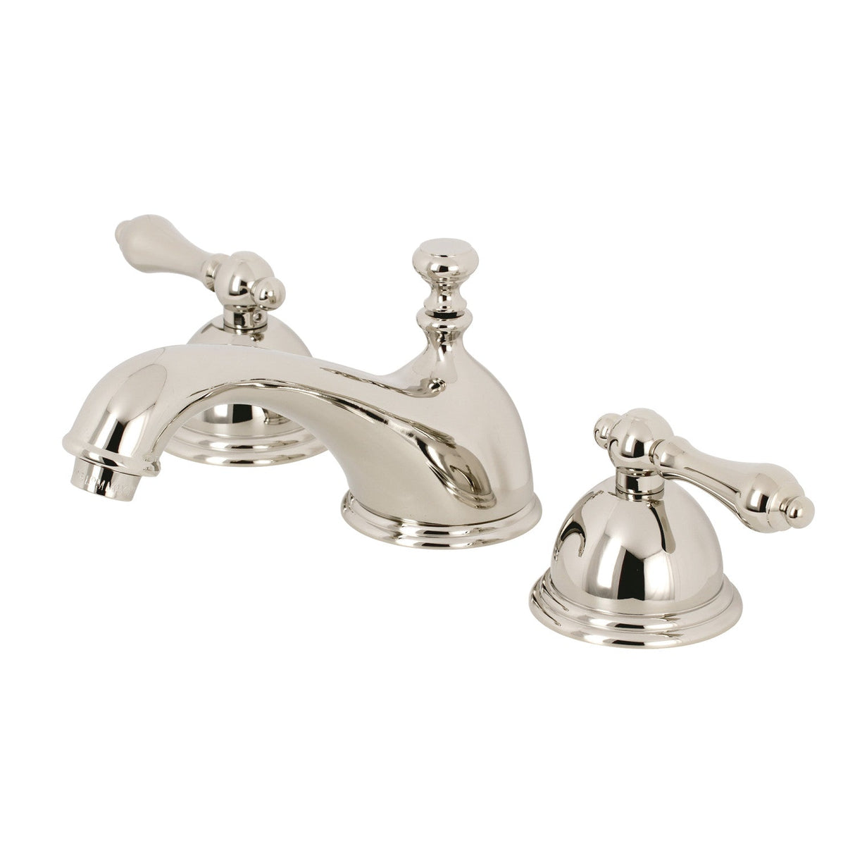Restoration KS3966AL Two-Handle 3-Hole Deck Mount Widespread Bathroom Faucet with Brass Pop-Up, Polished Nickel