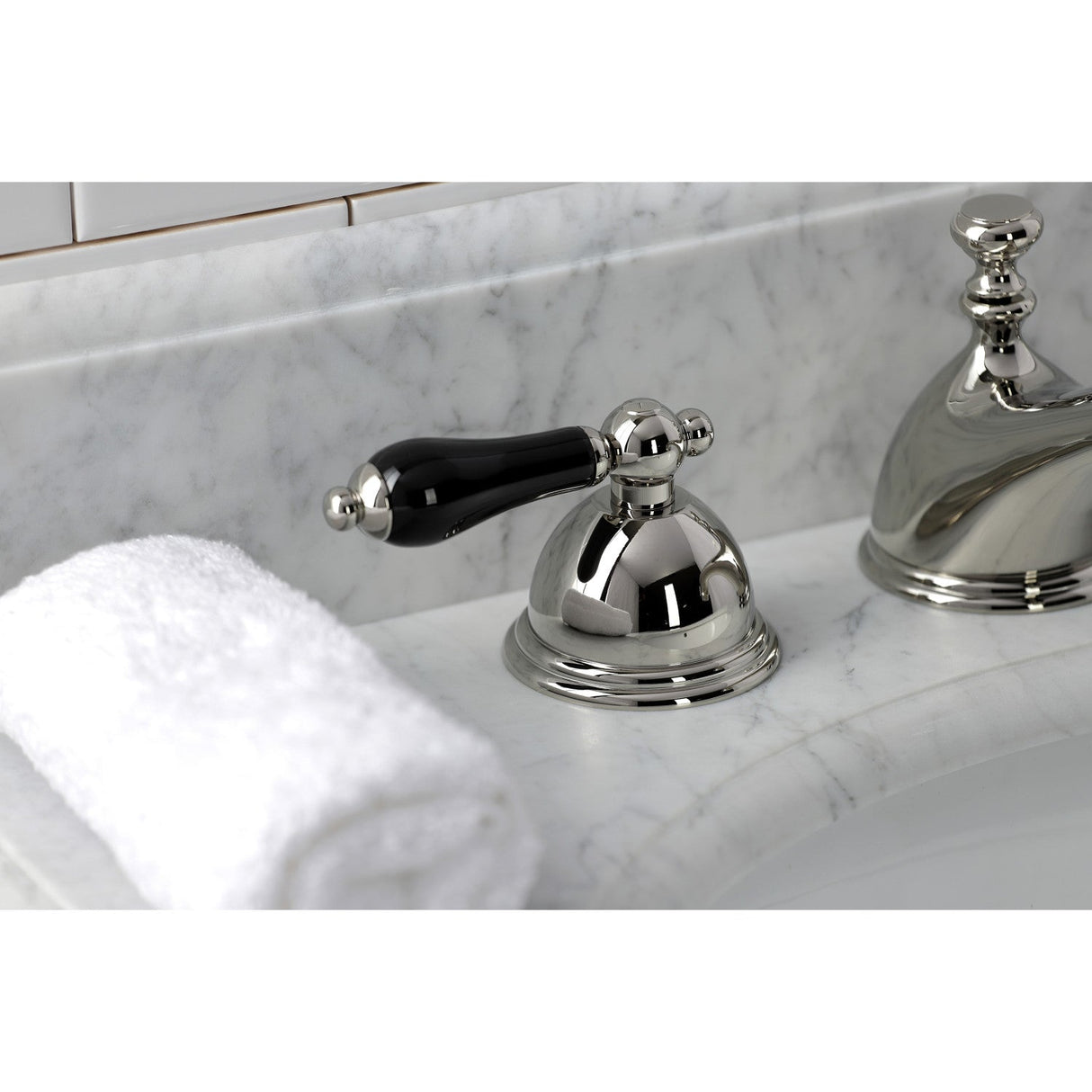 Duchess KS3966PKL Two-Handle 3-Hole Deck Mount Widespread Bathroom Faucet with Brass Pop-Up, Polished Nickel