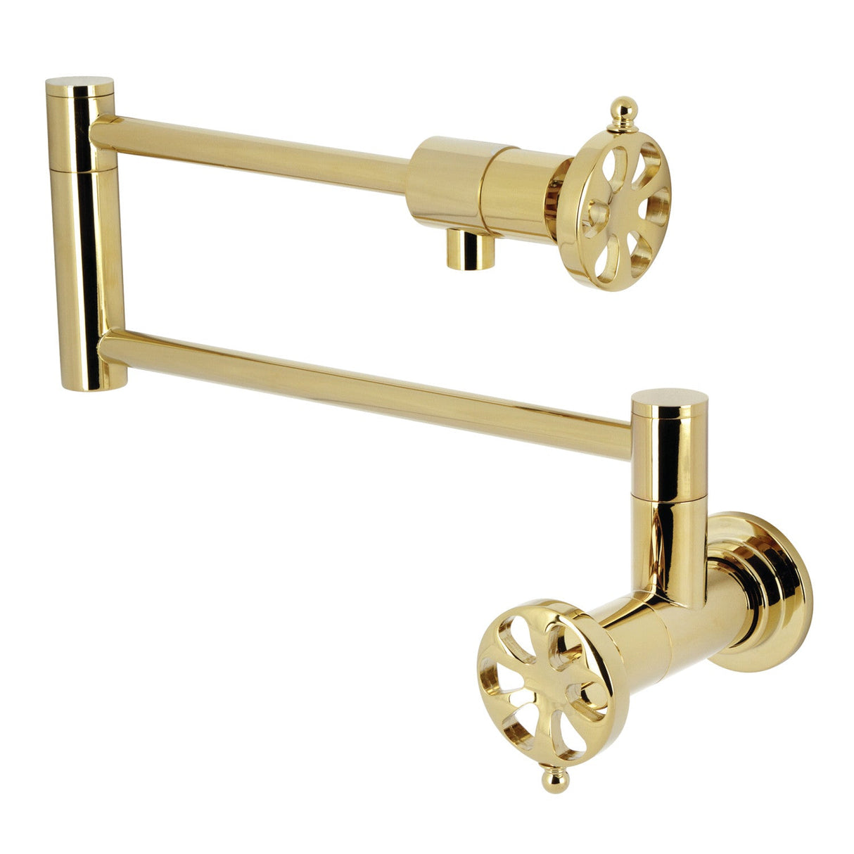 Belknap KS4102RX Two-Handle Wall Mount Pot Filler, Polished Brass