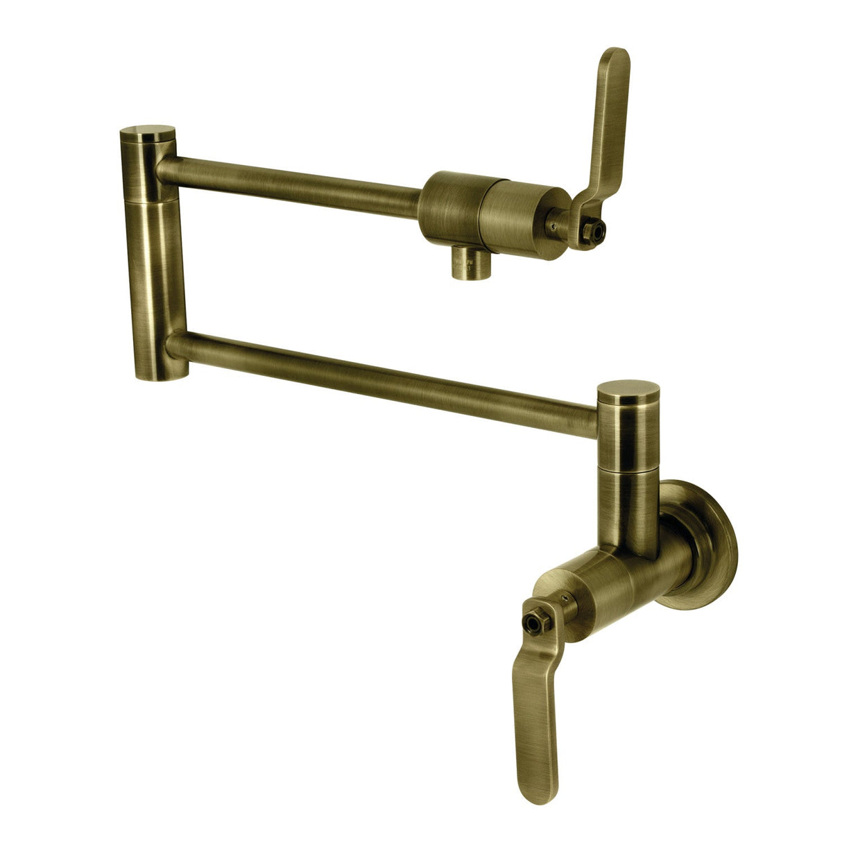Whitaker KS4103KL Two-Handle Wall Mount Pot Filler, Antique Brass