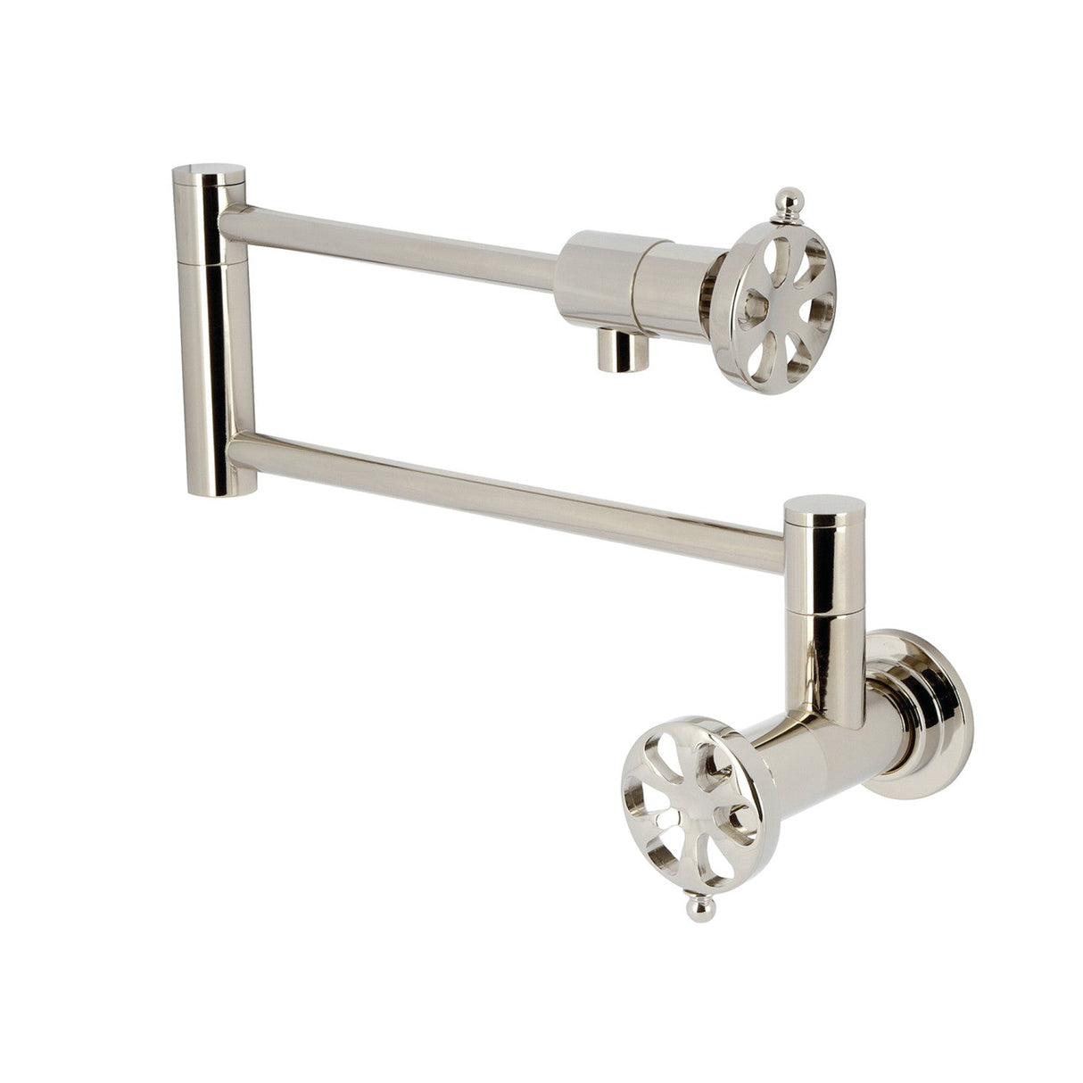 Belknap KS4106RX Two-Handle Wall Mount Pot Filler, Polished Nickel