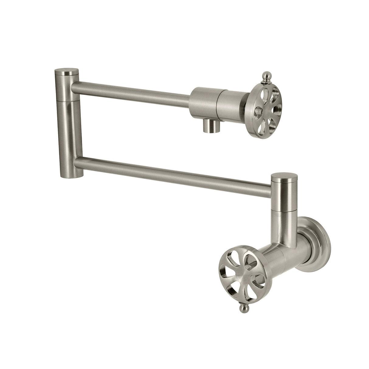 Belknap KS4108RX Two-Handle Wall Mount Pot Filler, Brushed Nickel
