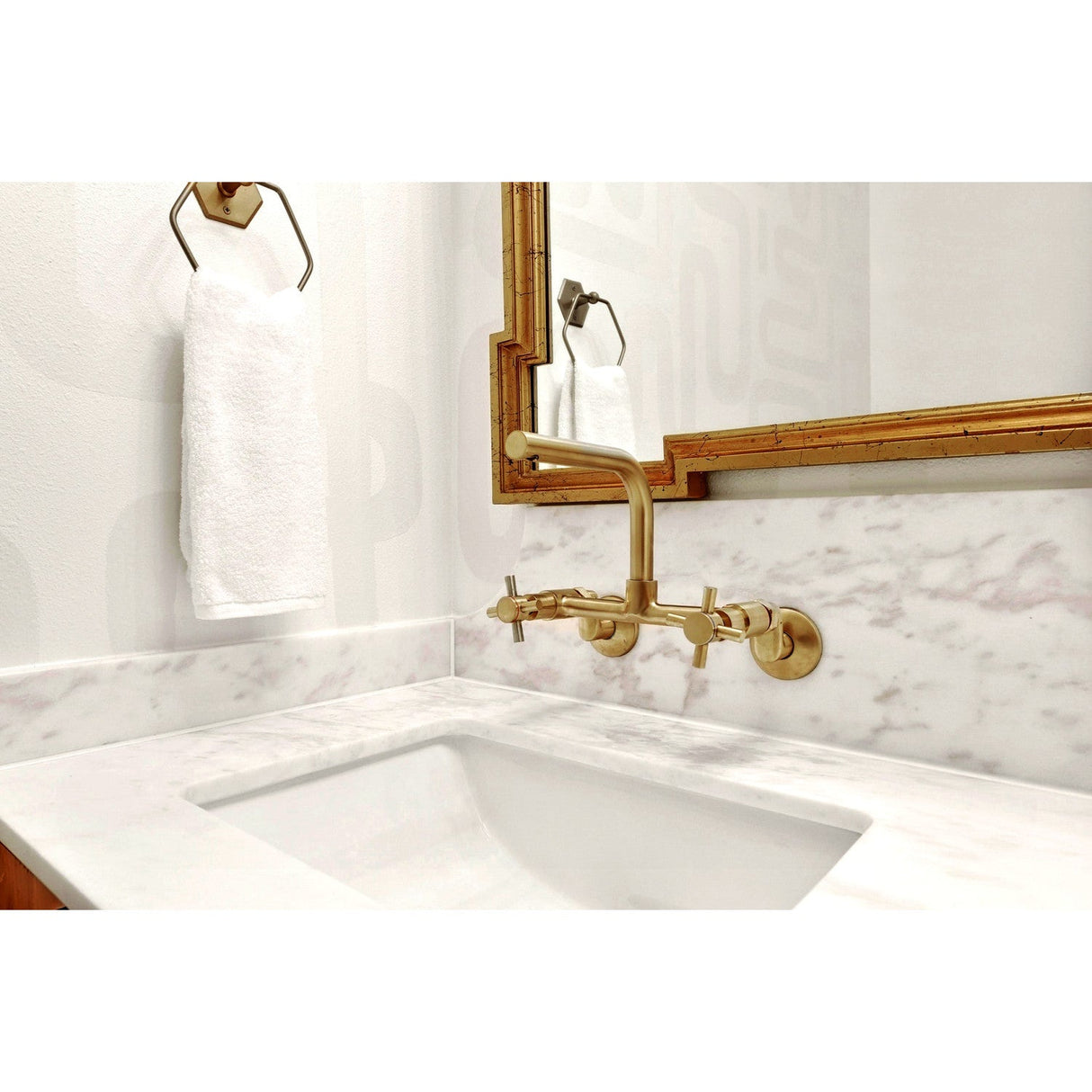 Concord KS412SB Two-Handle 2-Hole Wall Mount Kitchen Faucet, Brushed Brass