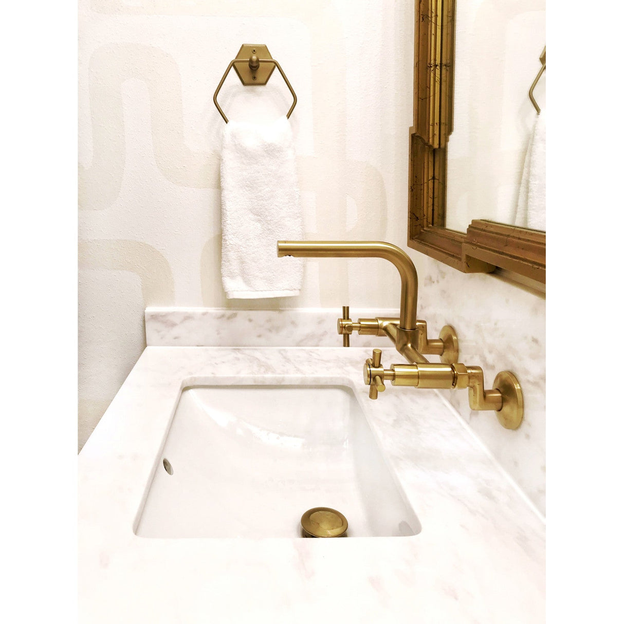 Concord KS412SB Two-Handle 2-Hole Wall Mount Kitchen Faucet, Brushed Brass