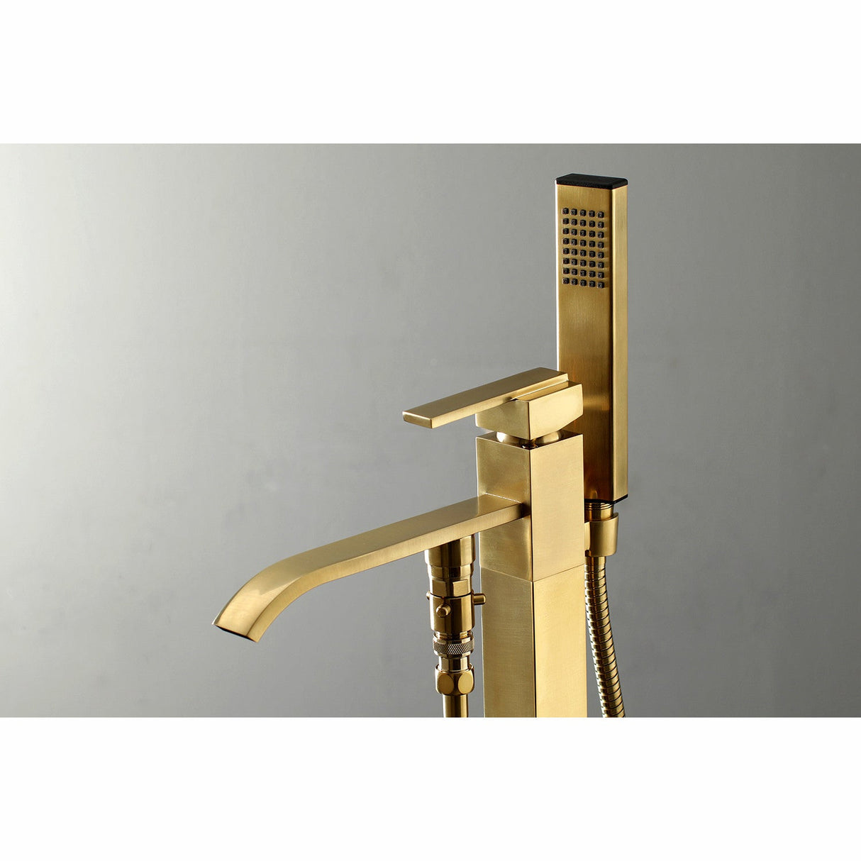Executive KS4137QLL Single-Handle 1-Hole Freestanding Tub Faucet with Hand Shower, Brushed Brass