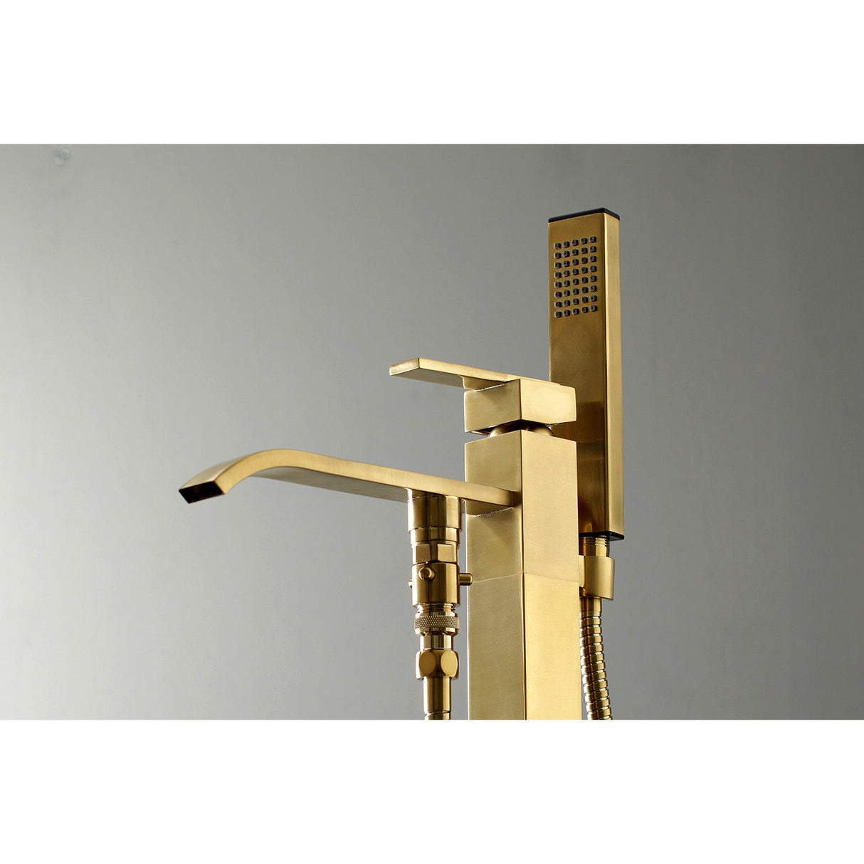 Executive KS4137QLL Single-Handle 1-Hole Freestanding Tub Faucet with Hand Shower, Brushed Brass