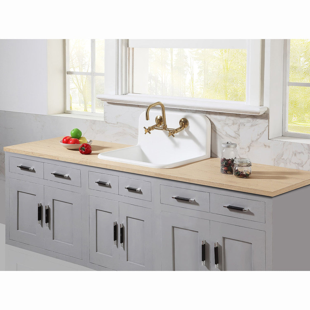 Concord KS413SB Two-Handle 2-Hole Wall Mount Kitchen Faucet, Brushed Brass