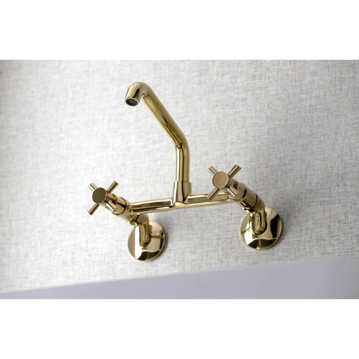 Concord KS423PB Two-Handle 2-Hole Wall Mount Kitchen Faucet, Polished Brass