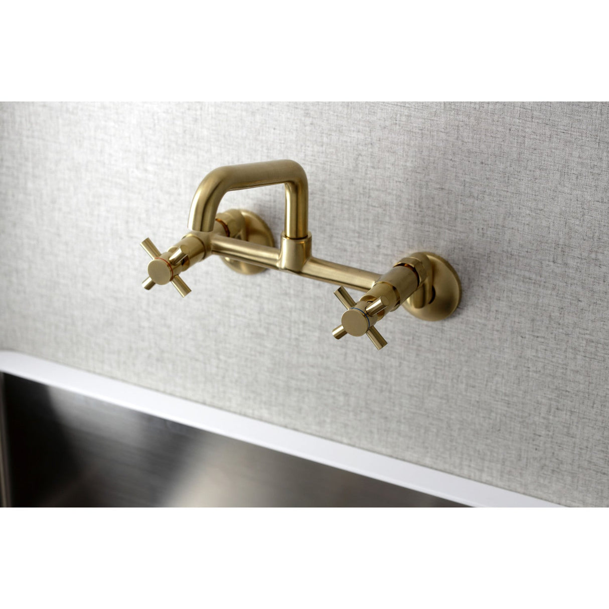 Concord KS423SB Two-Handle 2-Hole Wall Mount Kitchen Faucet, Brushed Brass