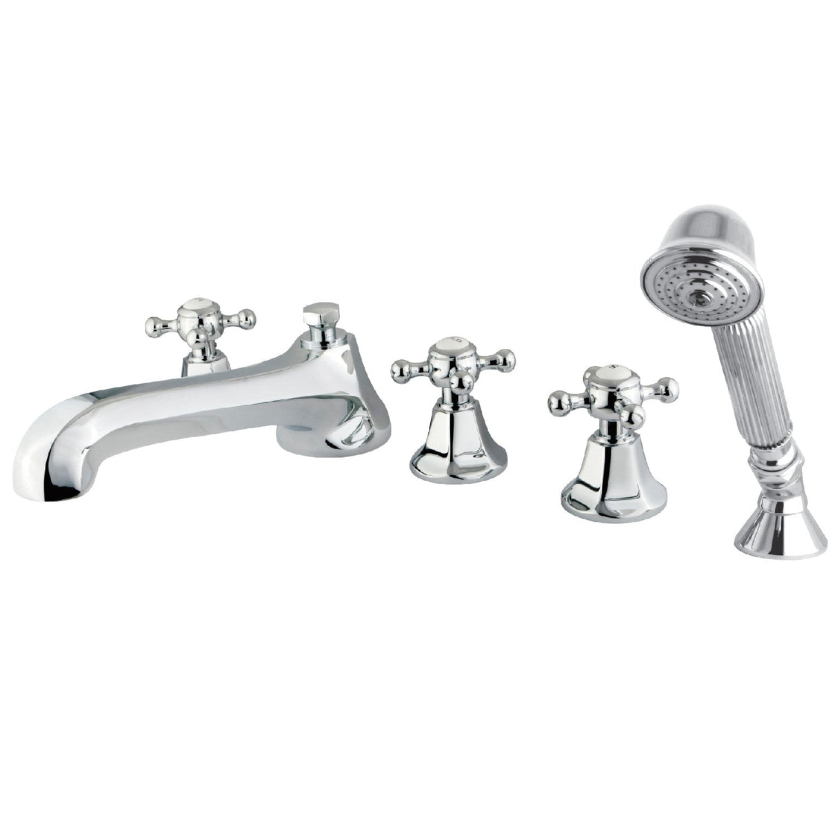 Millennium KS43015BX Three-Handle 5-Hole Deck Mount Roman Tub Faucet with Hand Shower, Polished Chrome