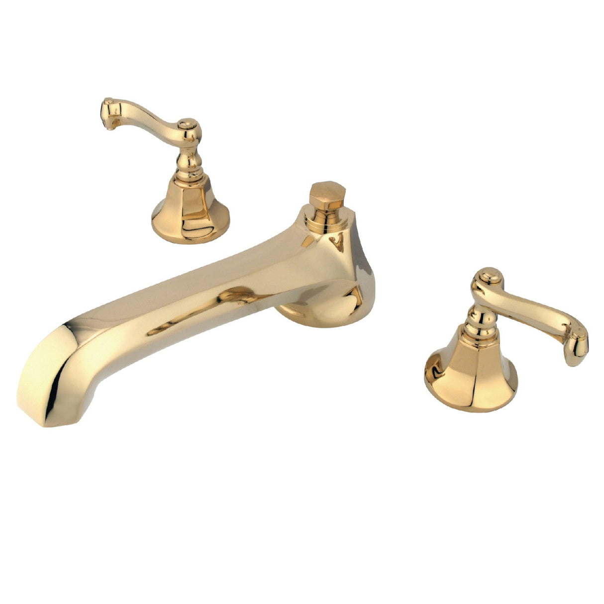 KS4302FL Two-Handle 3-Hole Deck Mount Roman Tub Faucet, Polished Brass