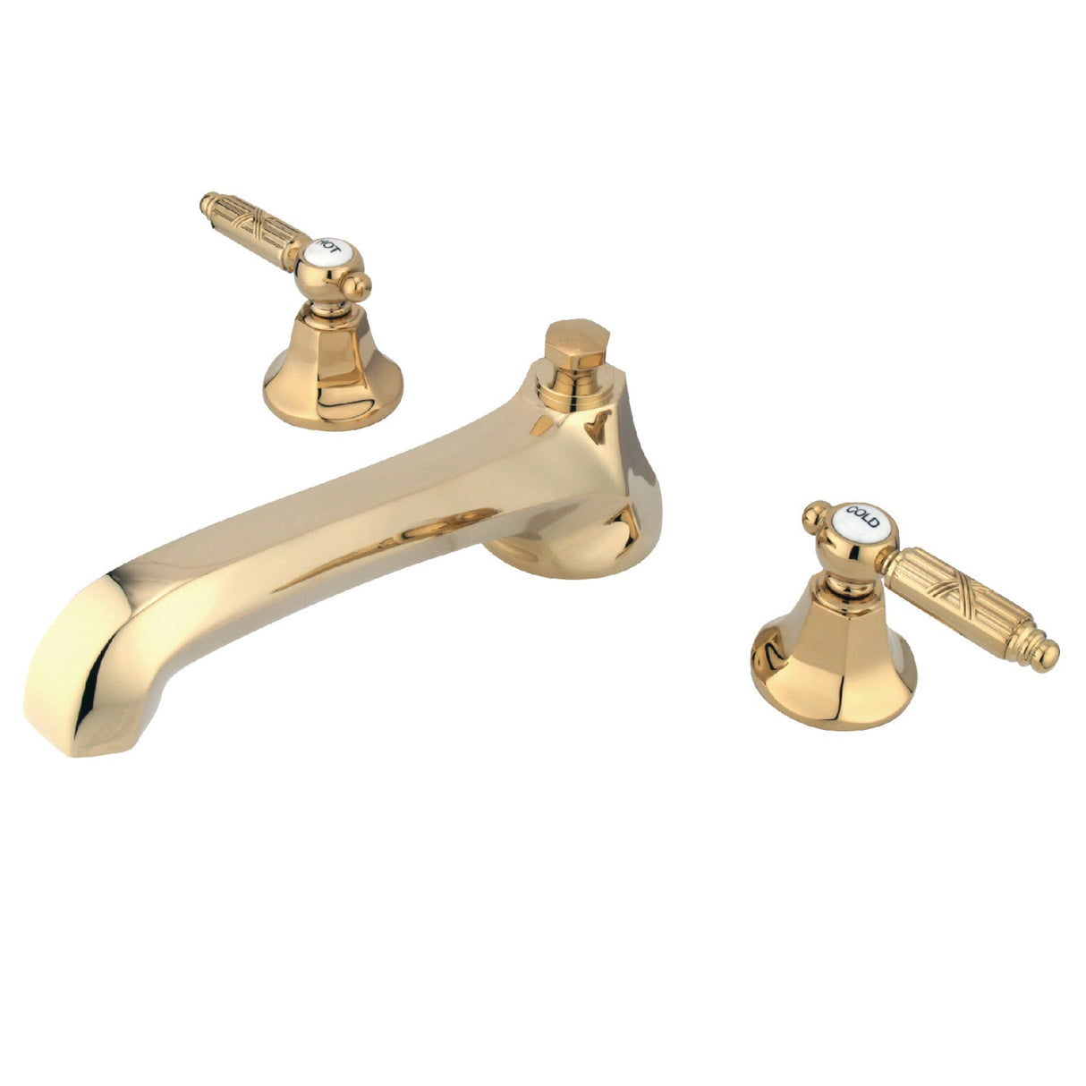 Georgian KS4302GL Two-Handle 3-Hole Deck Mount Roman Tub Faucet, Polished Brass