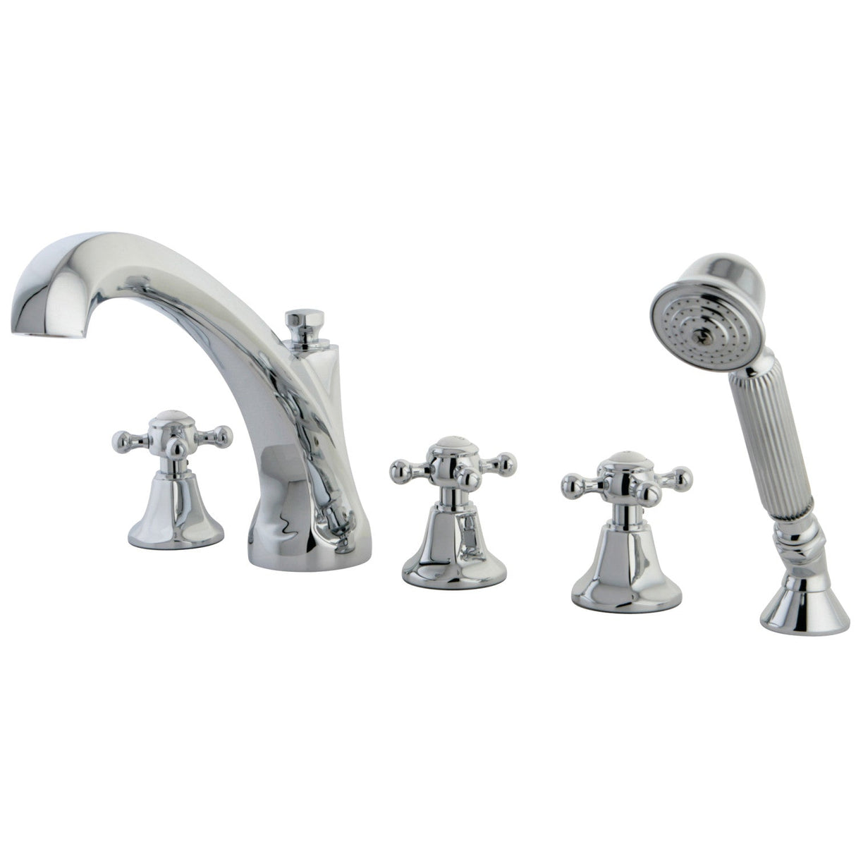 Metropolitan KS43215BX Three-Handle 5-Hole Deck Mount Roman Tub Faucet with Hand Shower, Polished Chrome