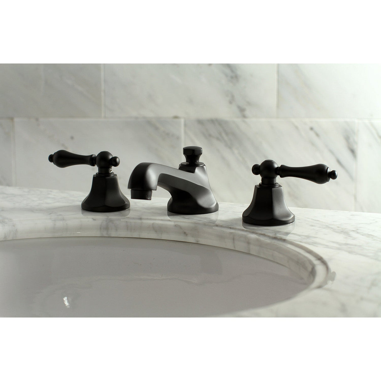 Metropolitan KS4460AL Two-Handle 3-Hole Deck Mount Widespread Bathroom Faucet with Brass Pop-Up, Matte Black