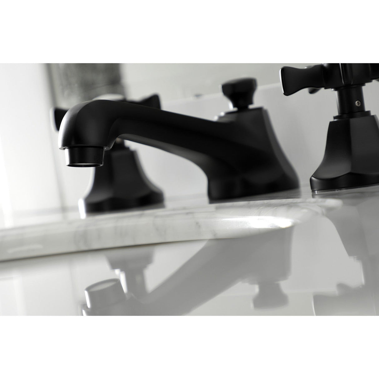 Hamilton KS4460NX Two-Handle 3-Hole Deck Mount Widespread Bathroom Faucet with Brass Pop-Up, Matte Black