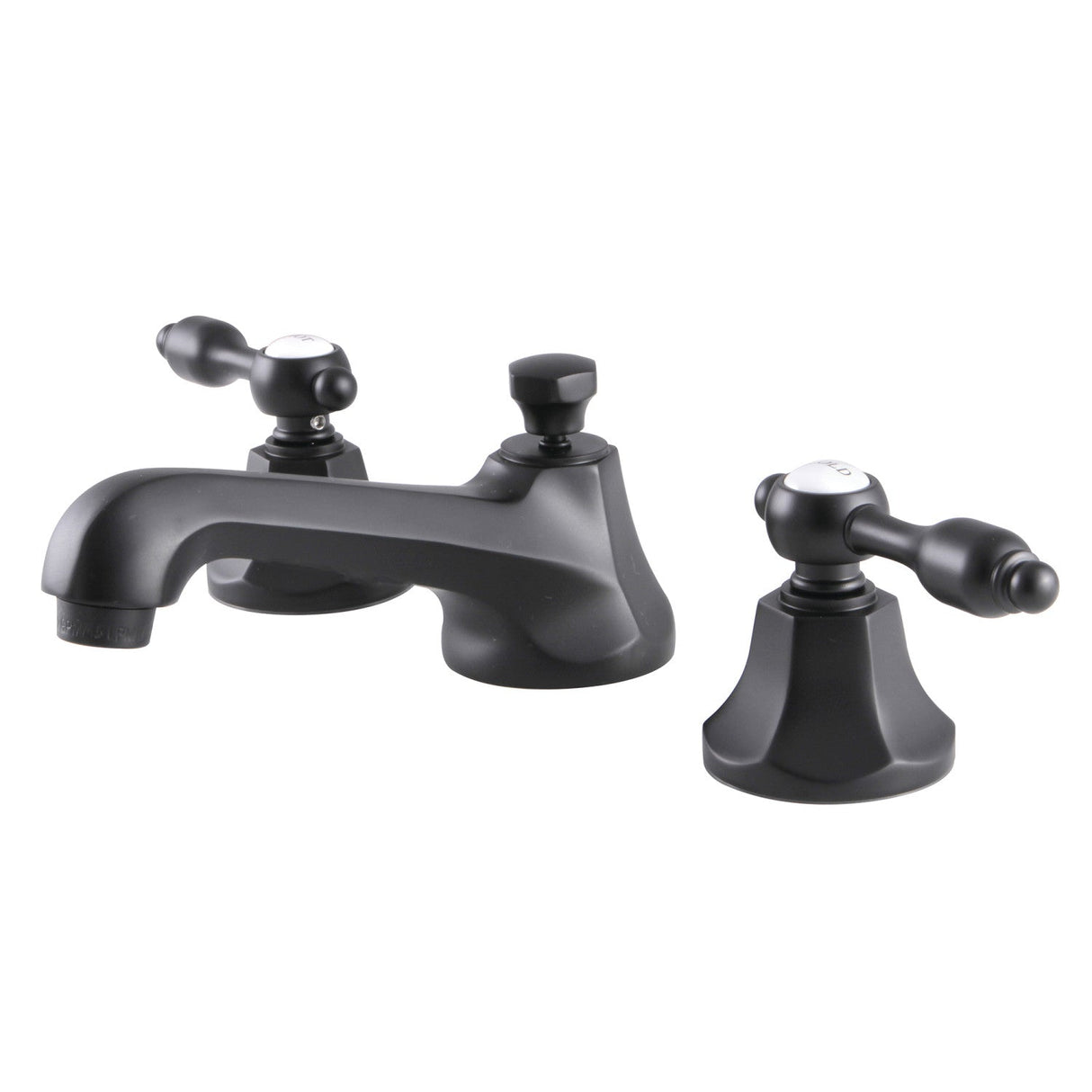 Tudor KS4460TAL Two-Handle 3-Hole Deck Mount Widespread Bathroom Faucet with Brass Pop-Up, Matte Black