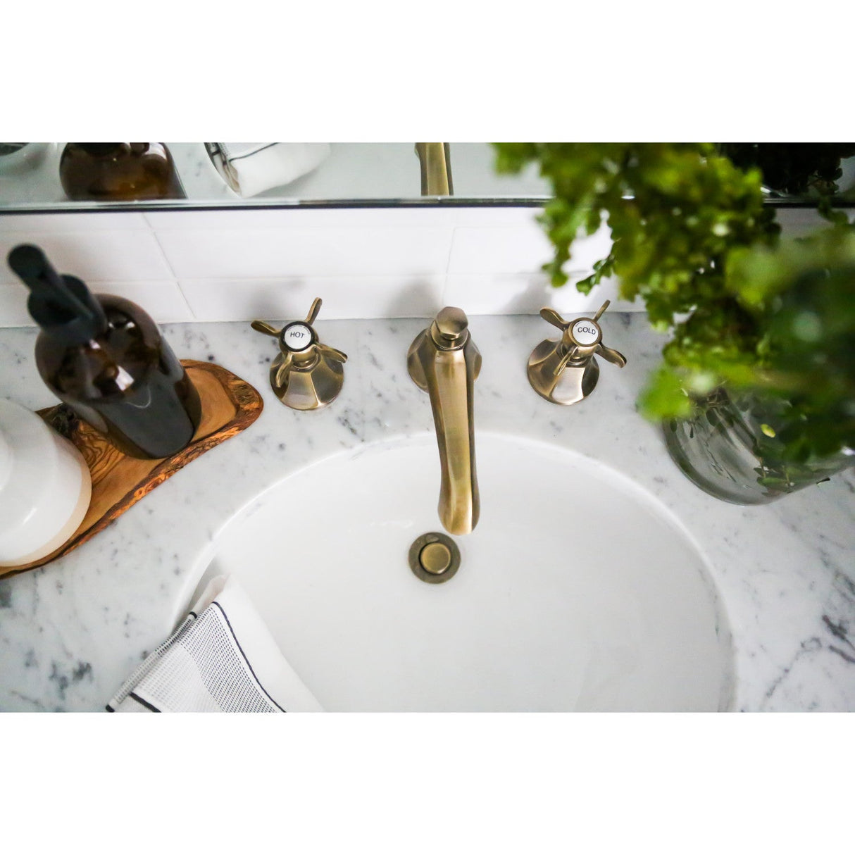 Essex KS4463BEX Two-Handle 3-Hole Deck Mount Widespread Bathroom Faucet with Brass Pop-Up, Antique Brass