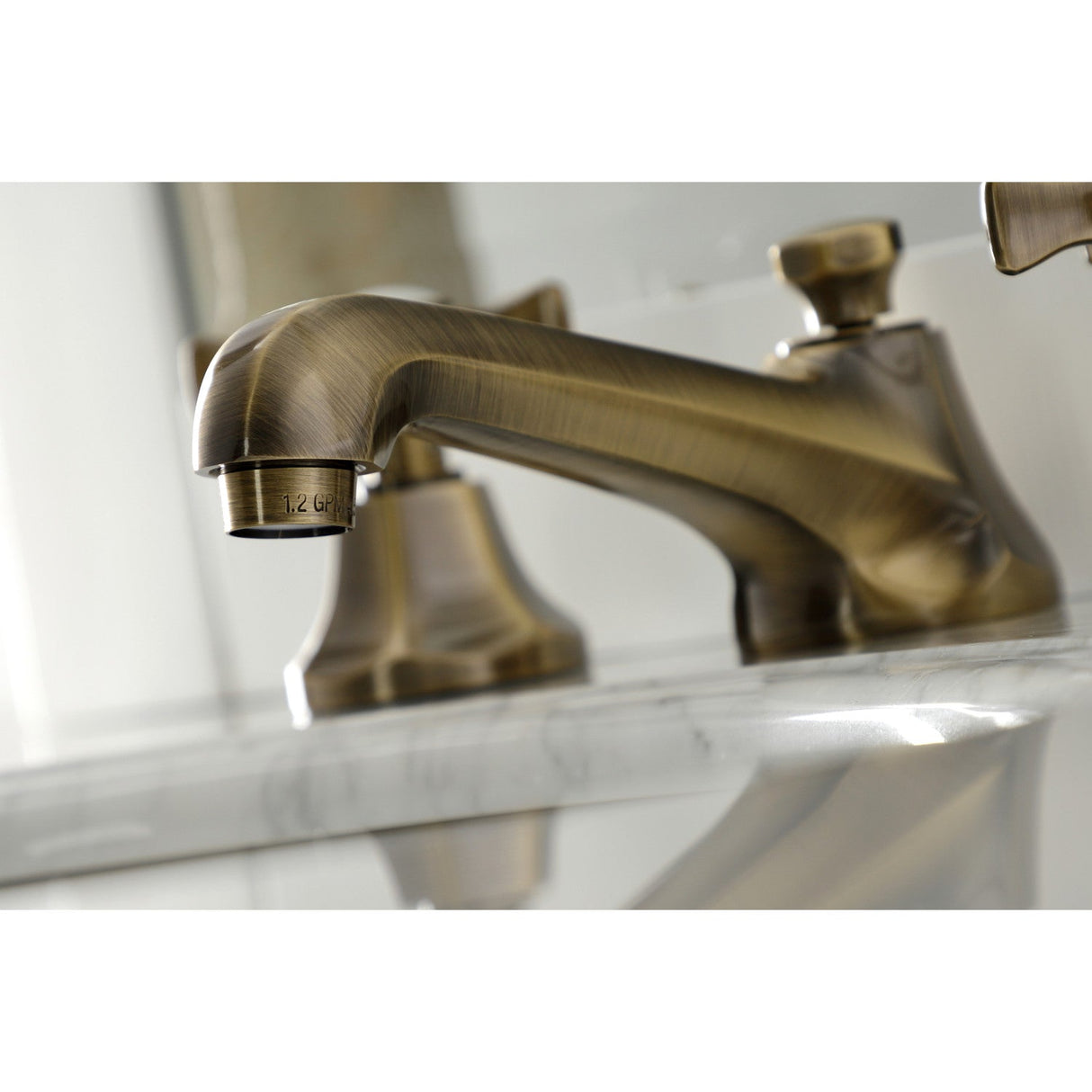 Hamilton KS4463NX Two-Handle 3-Hole Deck Mount Widespread Bathroom Faucet with Brass Pop-Up, Antique Brass