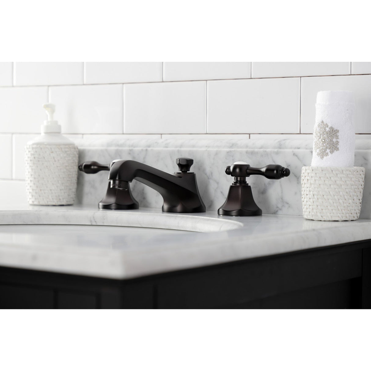 Tudor KS4465TAL Two-Handle 3-Hole Deck Mount Widespread Bathroom Faucet with Brass Pop-Up, Oil Rubbed Bronze