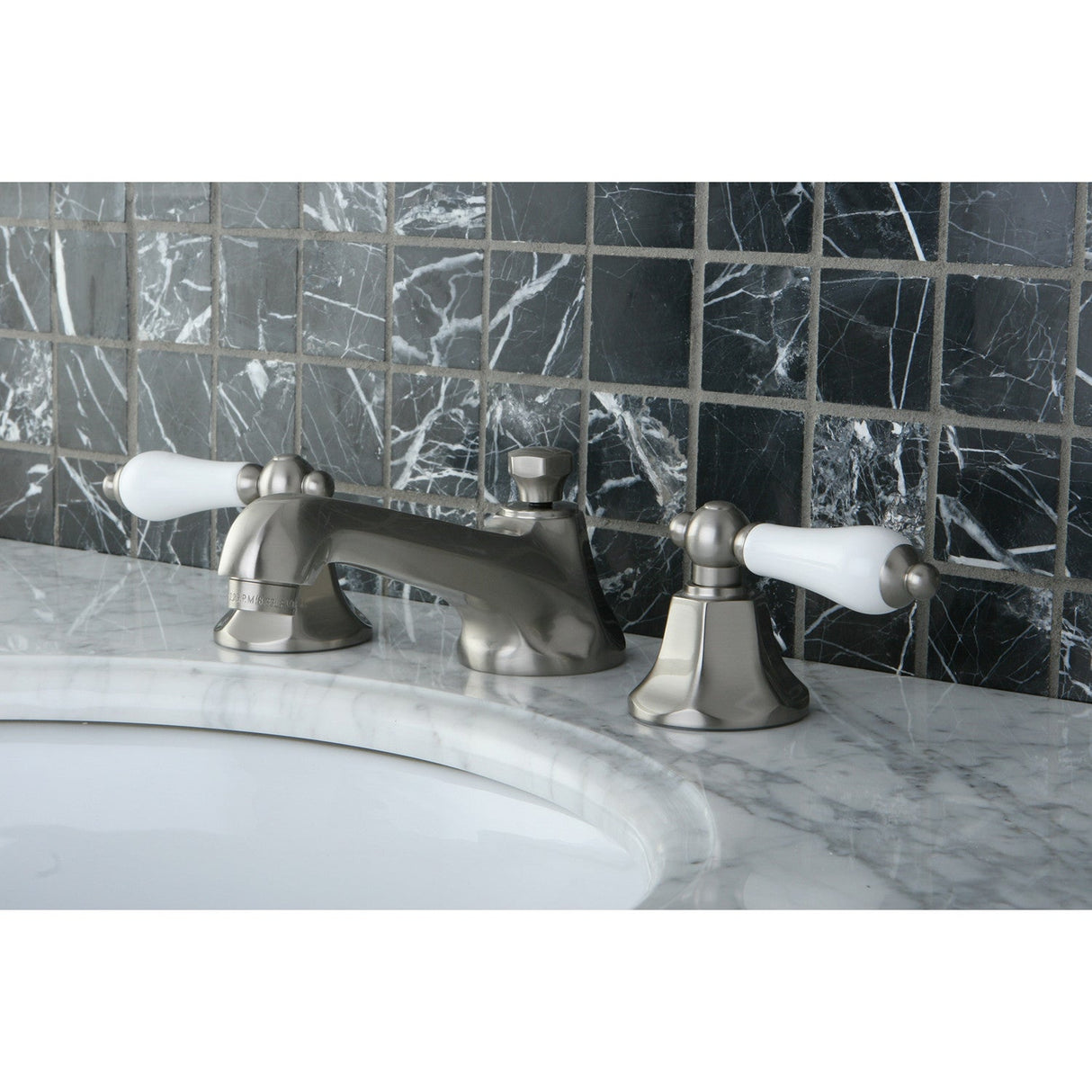 Metropolitan KS4468PL Two-Handle 3-Hole Deck Mount Widespread Bathroom Faucet with Brass Pop-Up, Brushed Nickel
