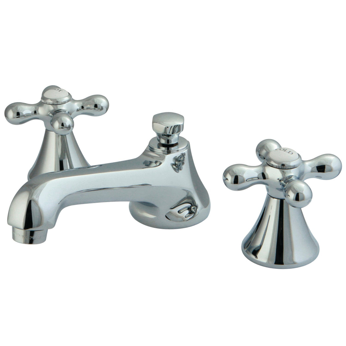 KS4471AX Two-Handle 3-Hole Deck Mount Widespread Bathroom Faucet with Brass Pop-Up, Polished Chrome