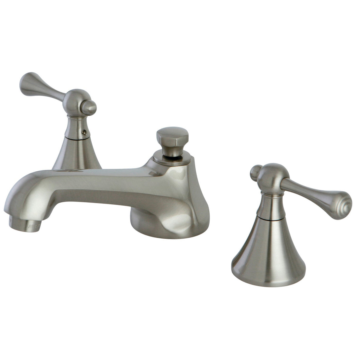 KS4478BL Two-Handle 3-Hole Deck Mount Widespread Bathroom Faucet with Brass Pop-Up, Brushed Nickel