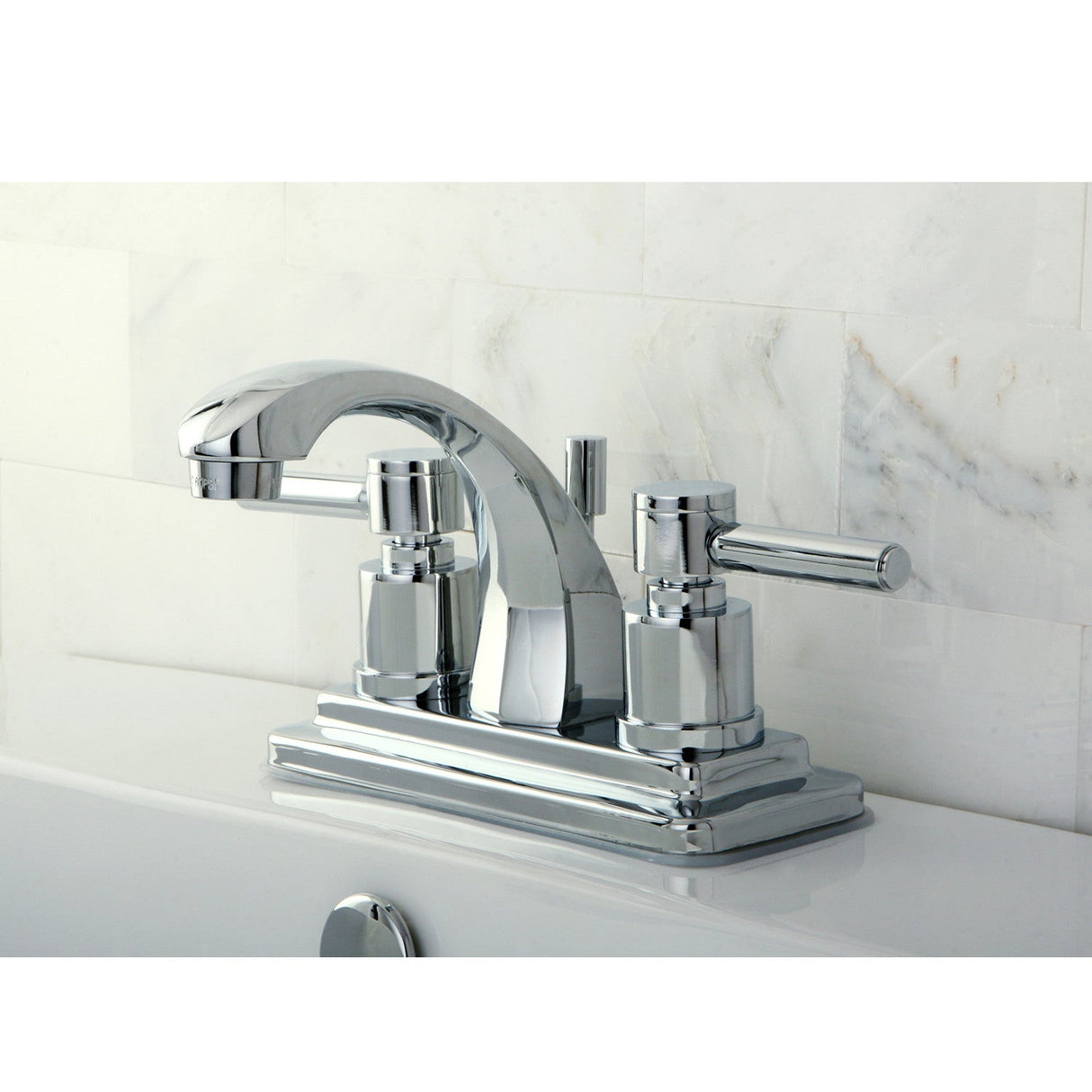 Concord KS4641DL Two-Handle 3-Hole Deck Mount 4" Centerset Bathroom Faucet with Brass Pop-Up, Polished Chrome
