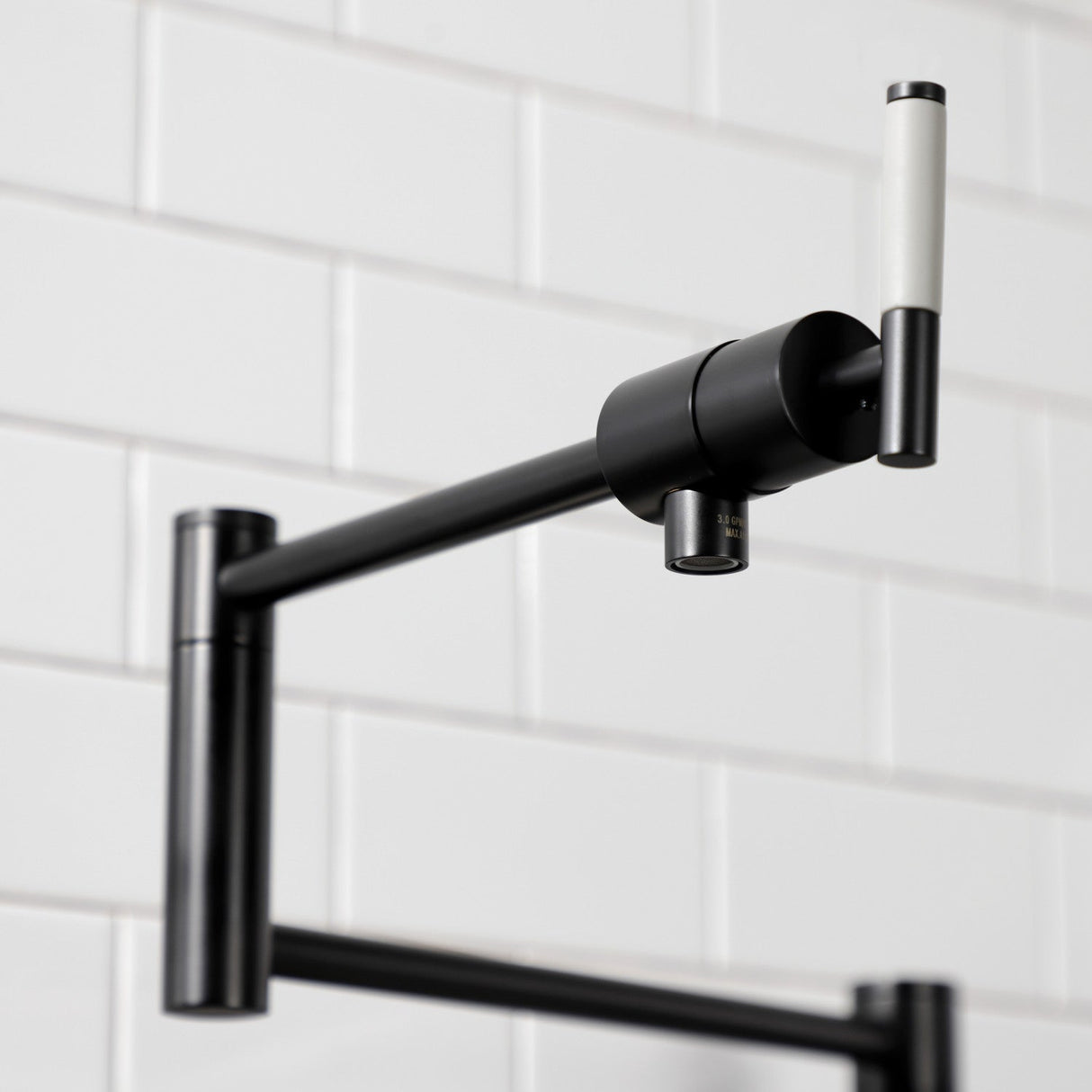 Kaiser KS4700CKL Single-Hole Deck Mount Pot Filler, Matte Black