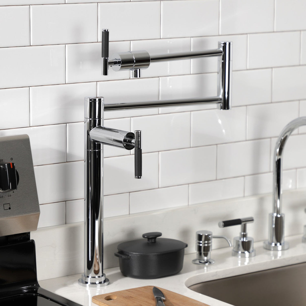 Kaiser KS4701CKL Single-Hole Deck Mount Pot Filler, Polished Chrome