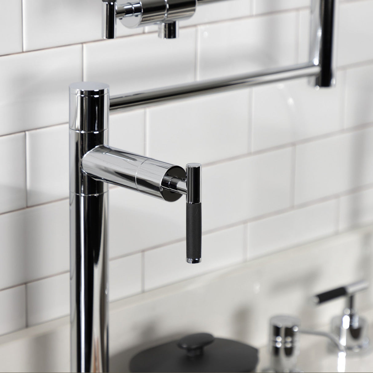 Kaiser KS4701CKL Single-Hole Deck Mount Pot Filler, Polished Chrome