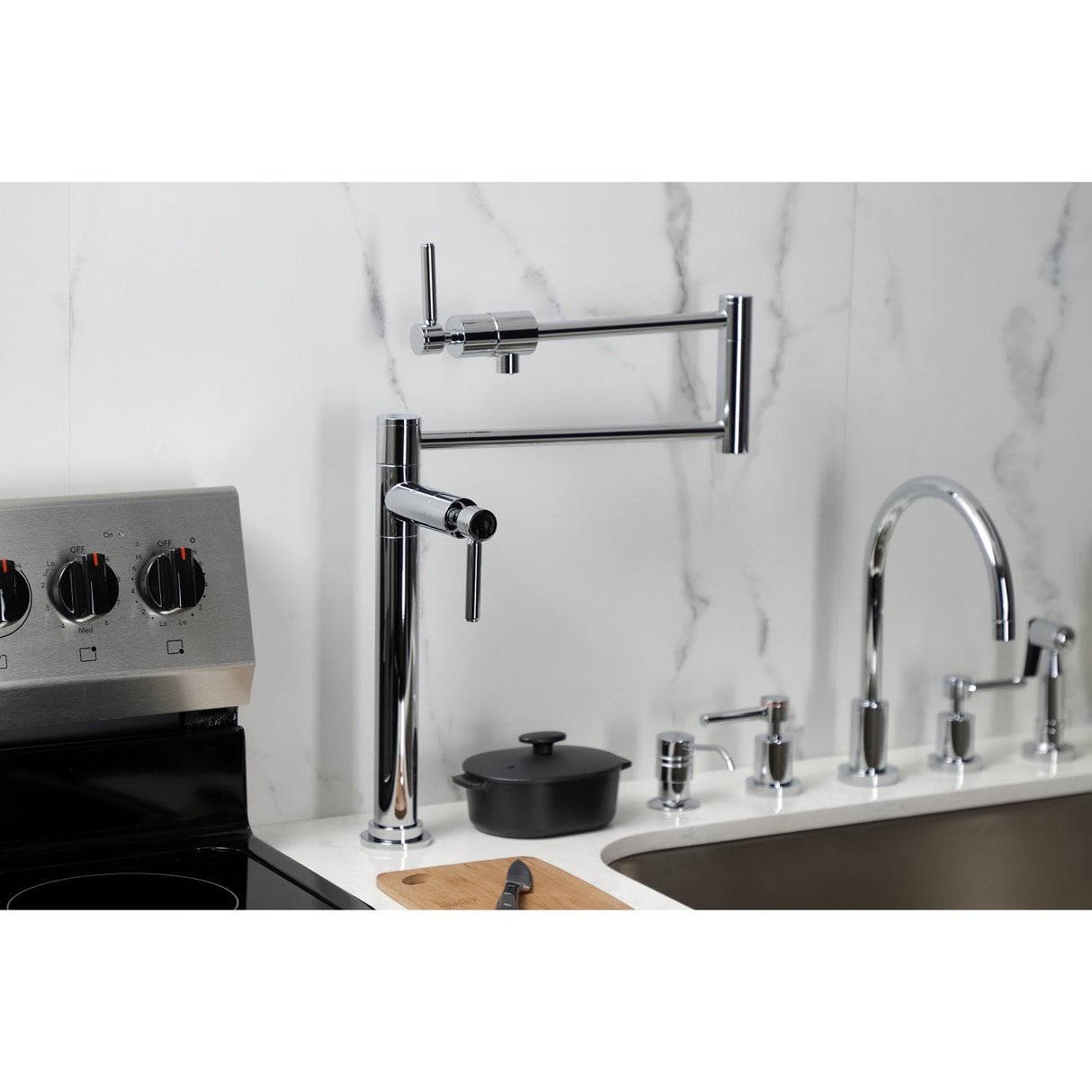 Concord KS4701DL Single-Hole Deck Mount Pot Filler, Polished Chrome