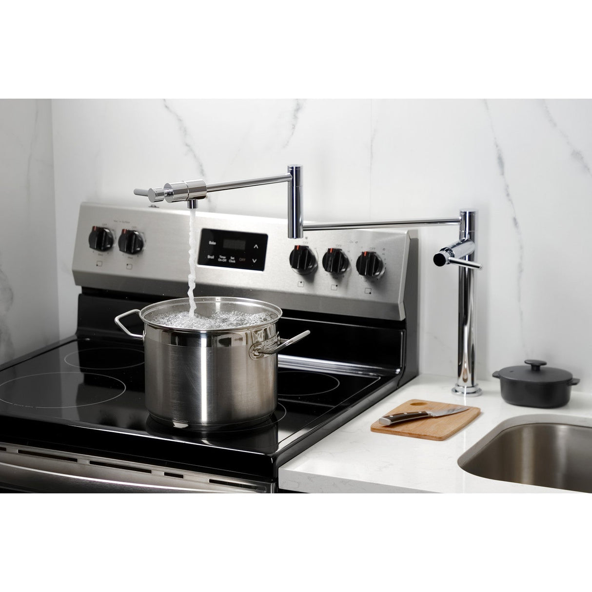 Concord KS4701DL Single-Hole Deck Mount Pot Filler, Polished Chrome