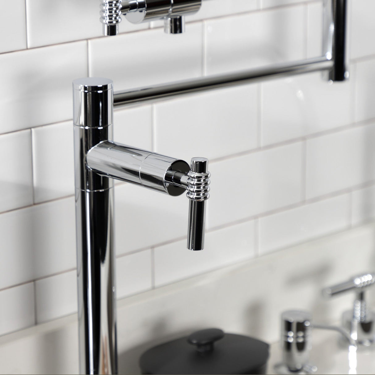 Milano KS4701ML Single-Hole Deck Mount Pot Filler, Polished Chrome