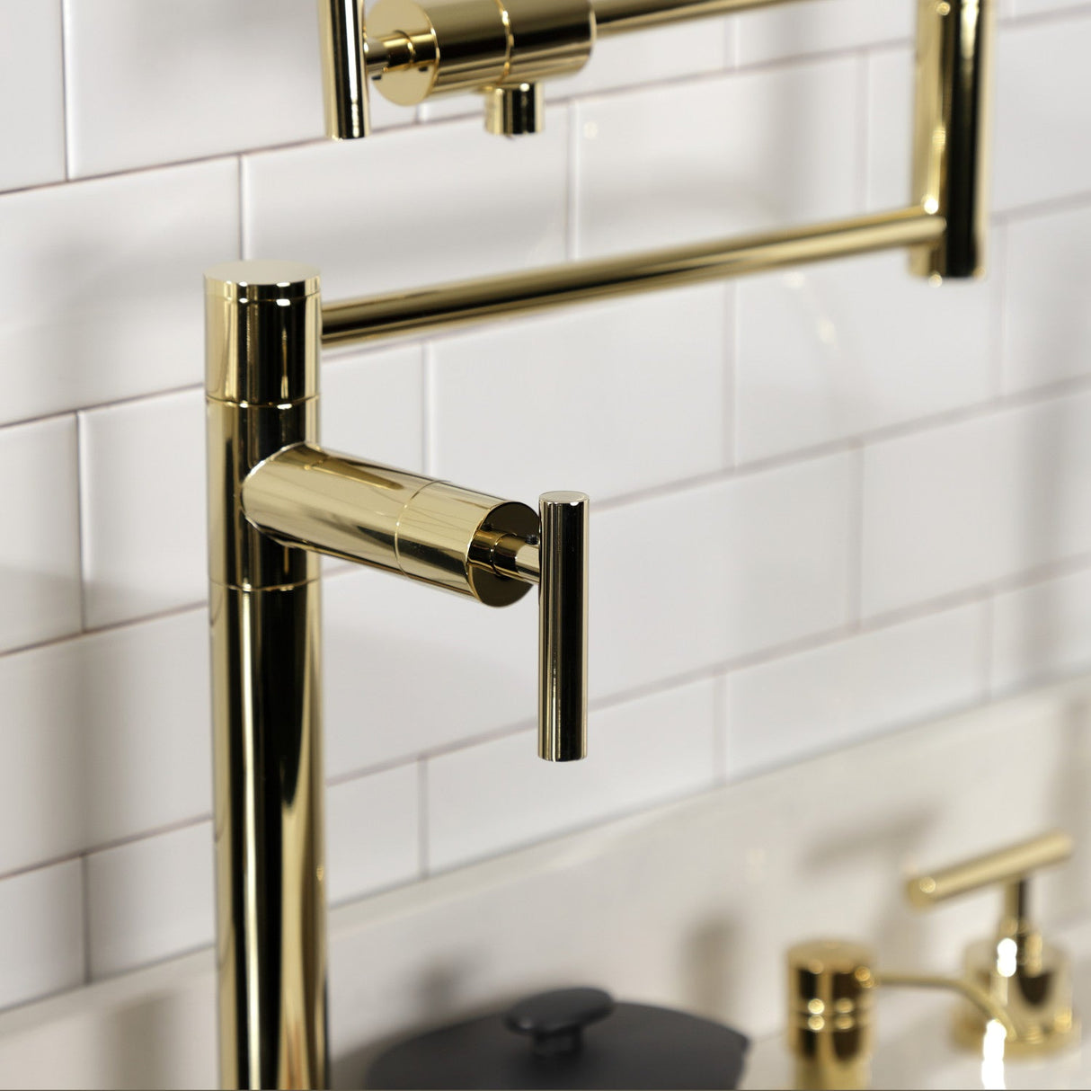 Manhattan KS4702CML Single-Hole Deck Mount Pot Filler, Polished Brass