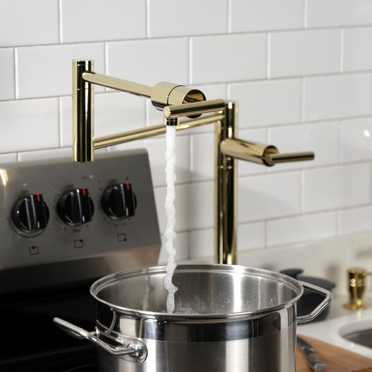Manhattan KS4702CML Single-Hole Deck Mount Pot Filler, Polished Brass